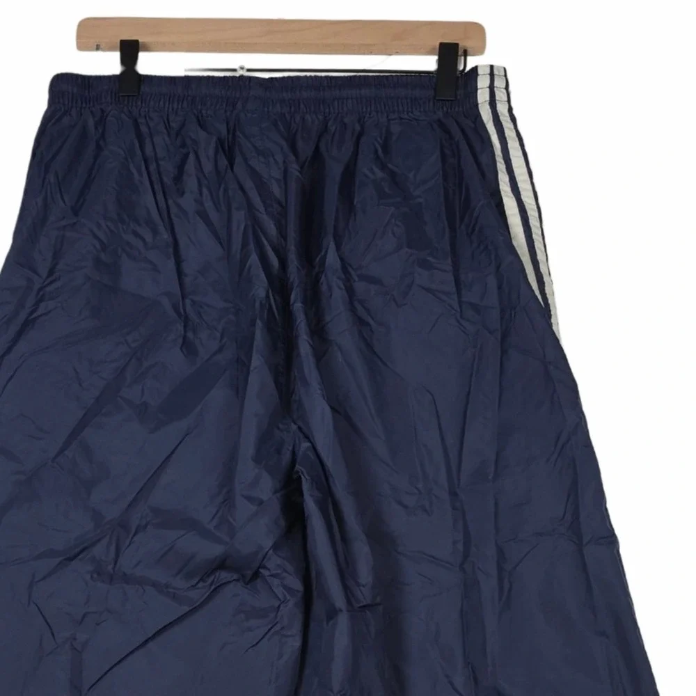 Vintage 90s Adidas Nylon Track‎ Pants Mens XL Navy Blue 3 Stripe Zip Ankle Gym